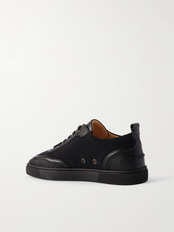 Retero Full-Grain Leather-Trimmed Canvas Sneakers - BK