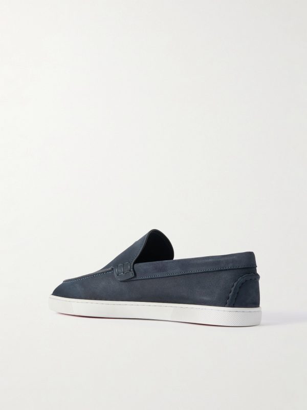 Moonboat Logo-Embossed Nubuck Loafers - BK Moonboat Logo-Embossed Nubuck Loafers - BK