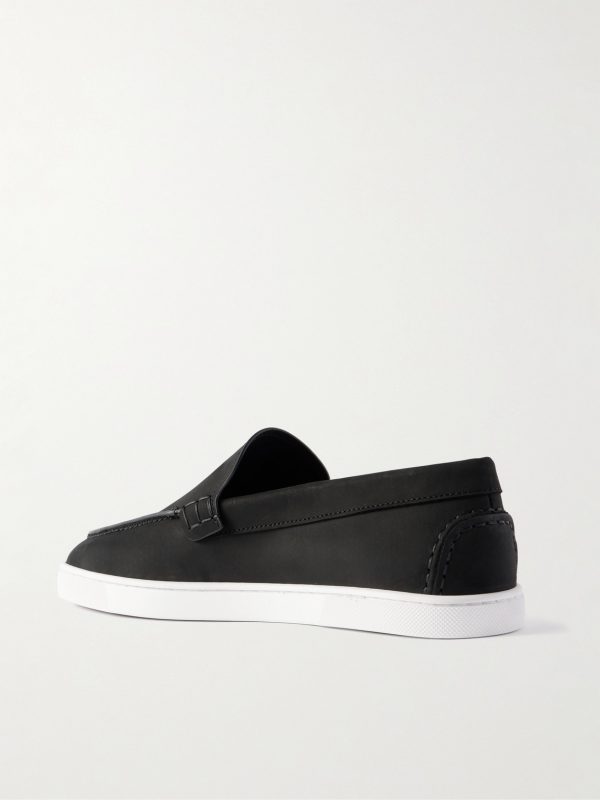 Moonboat Logo-Embossed Nubuck Loafers - BK Moonboat Logo-Embossed Nubuck Loafers - BK