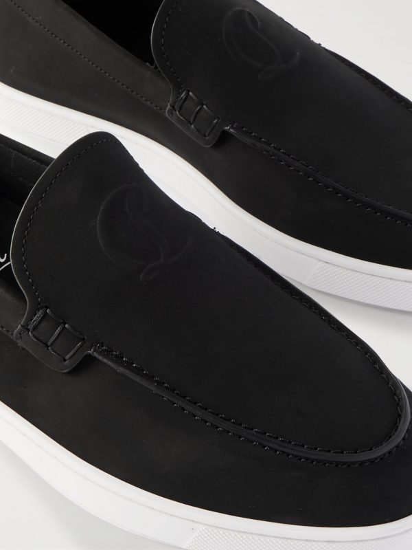 Moonboat Logo-Embossed Nubuck Loafers - CU Moonboat Logo-Embossed Nubuck Loafers - CU