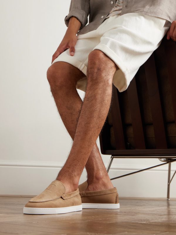 Moonboat Logo-Embossed Nubuck Loafers - OU Moonboat Logo-Embossed Nubuck Loafers - OU