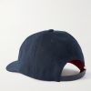 Mooncrest Ivy Logo-Embroidered Leather-Trimmed Cotton-Canvas Cap - BK