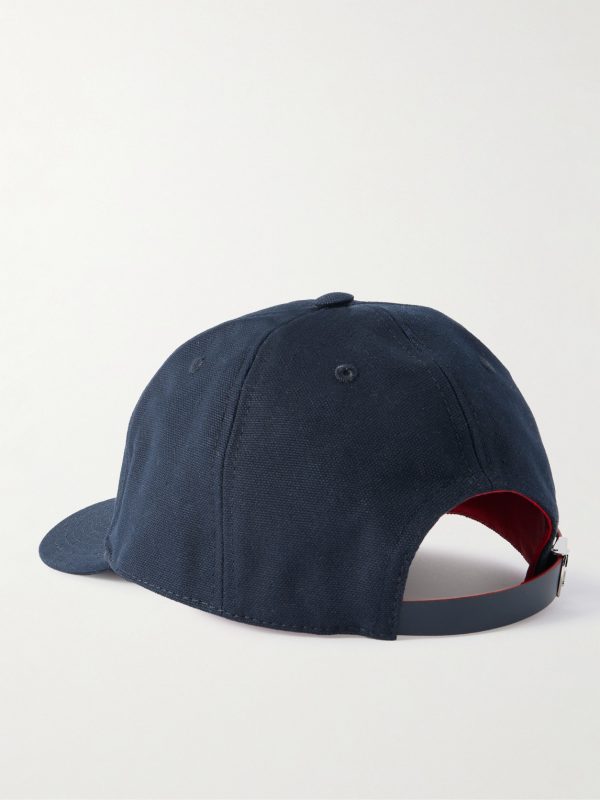 Mooncrest Ivy Logo-Embroidered Leather-Trimmed Cotton-Canvas Cap - BK