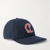 Mooncrest Ivy Logo-Embroidered Leather-Trimmed Cotton-Canvas Cap
