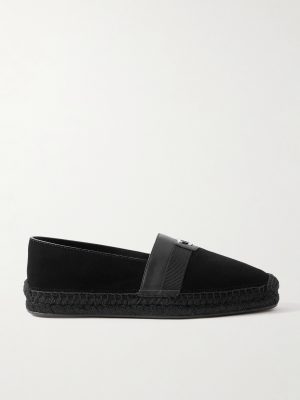 Alfarica Logo-Embellished Leather and Grosgrain-Trimmed Suede Espadrilles Alfarica Logo-Embellished Leather and Grosgrain-Trimmed Suede Espadrilles