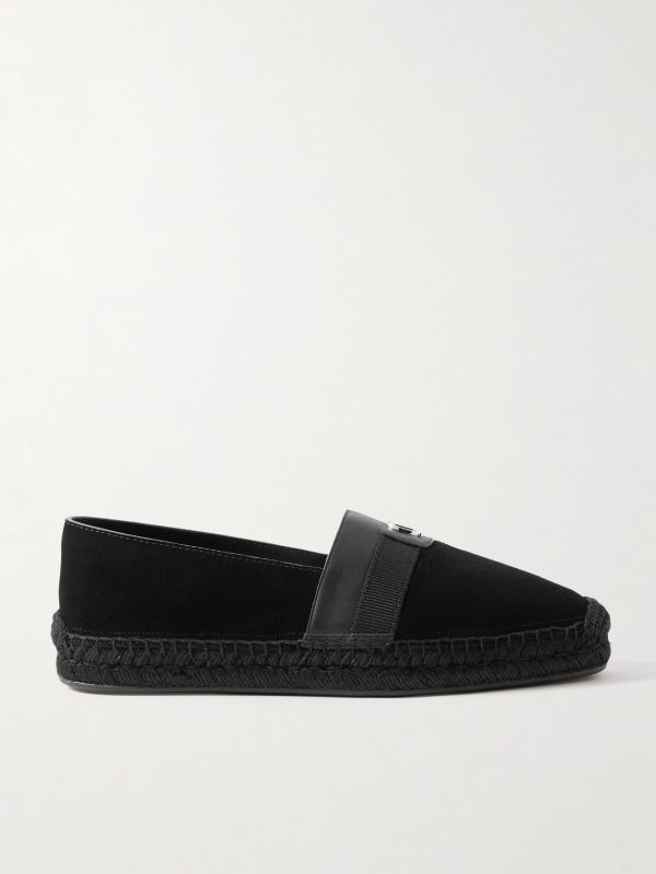 Alfarica Logo-Embellished Leather and Grosgrain-Trimmed Suede Espadrilles Alfarica Logo-Embellished Leather and Grosgrain-Trimmed Suede Espadrilles