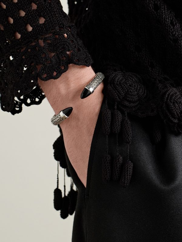 Spear 50 Flex Sterling Silver Onyx Cuff - OU