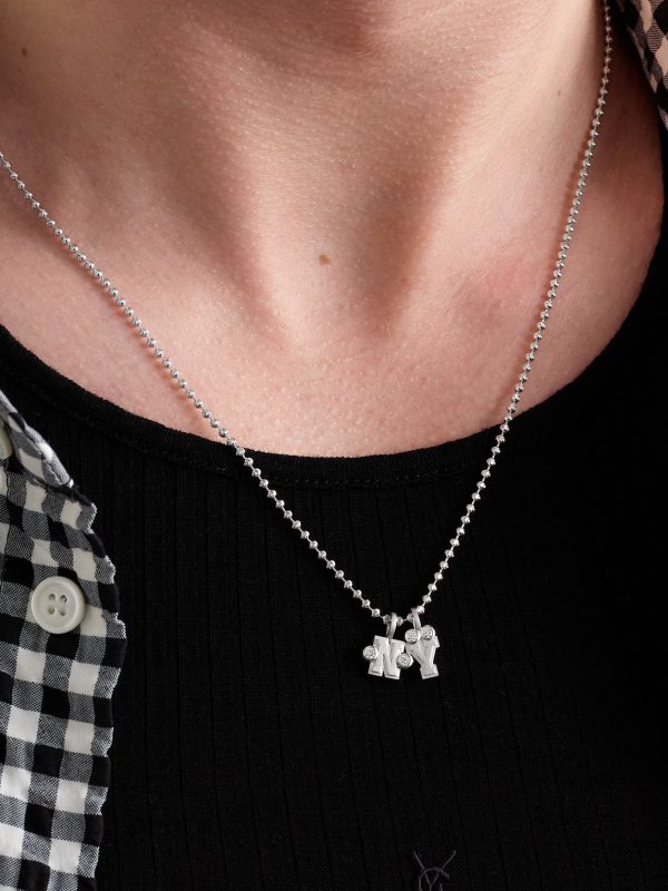 Sÿlver Babÿ Umlaut NY Initial Sterling Silver Diamond Pendant Necklace - FR Sÿlver Babÿ Umlaut NY Initial Sterling Silver Diamond Pendant Necklace - FR
