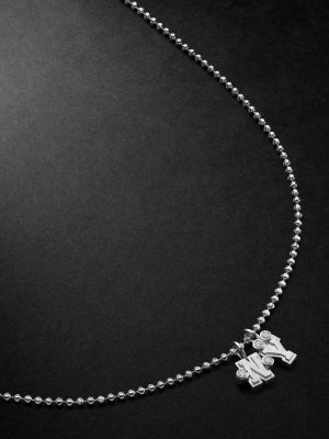 Sÿlver Babÿ Umlaut NY Initial Sterling Silver Diamond Pendant Necklace