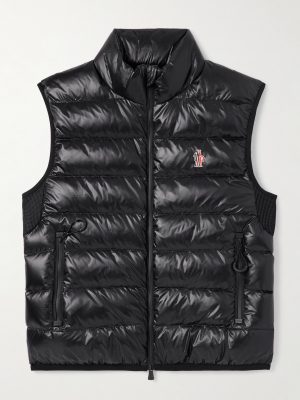 Logo-Appliquéd Mesh-Trimmed Quilted Ripstop and Stretch-Jersey Down Gilet Logo-Appliquéd Mesh-Trimmed Quilted Ripstop and Stretch-Jersey Down Gilet