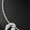 Umlaut 18-Karat White Gold Diamond Ball Chain Necklace - CU