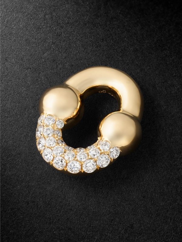 Umlaut Half 18-Karat Gold Diamond Pendant Umlaut Half 18-Karat Gold Diamond Pendant