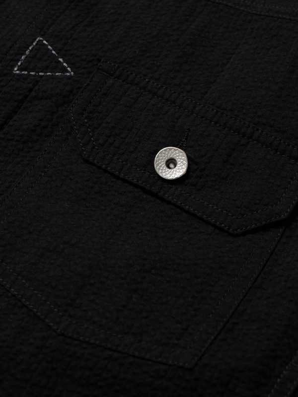 Embroidered Cotton-Seersucker Trucker Jacket - CU