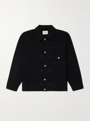 Embroidered Cotton-Seersucker Trucker Jacket Embroidered Cotton-Seersucker Trucker Jacket