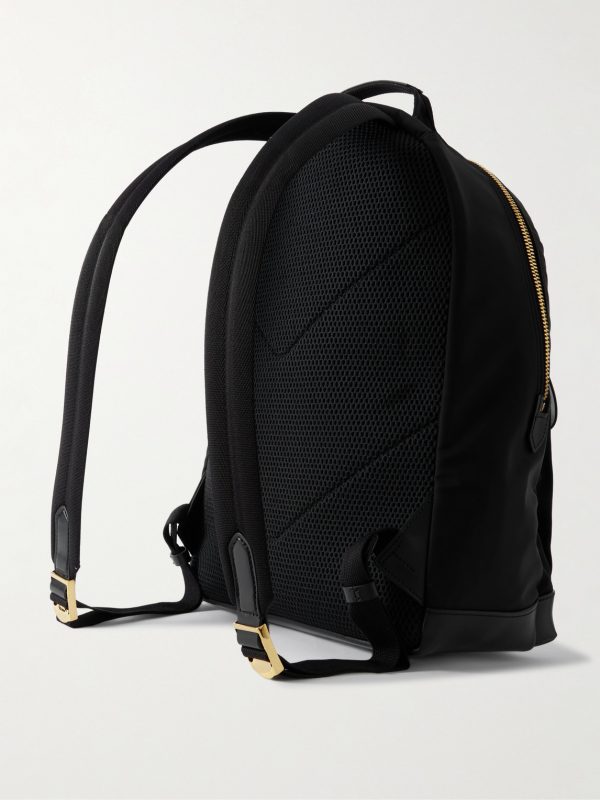 Leather-Trimmed Shell Backpack - BK