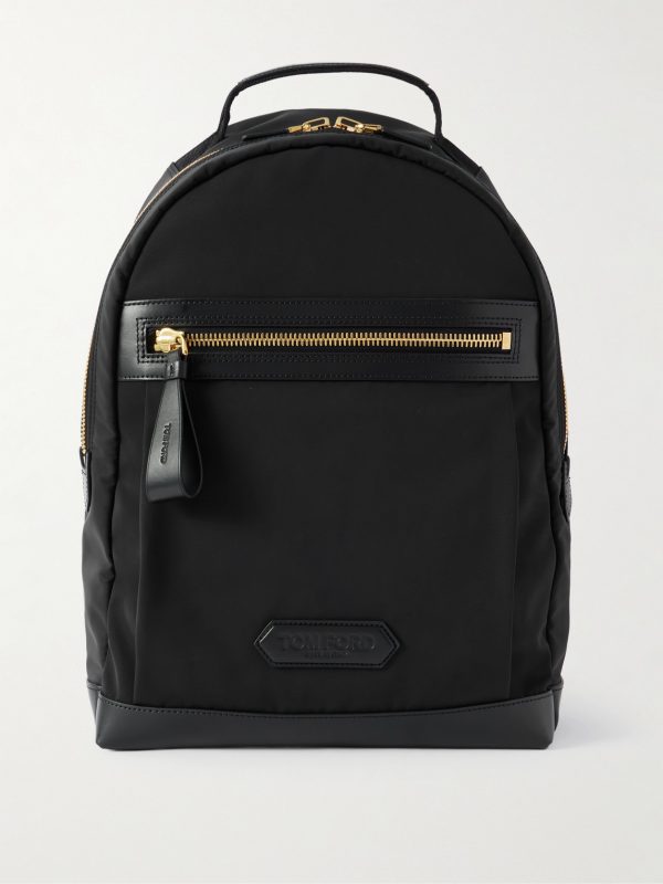 Leather-Trimmed Shell Backpack