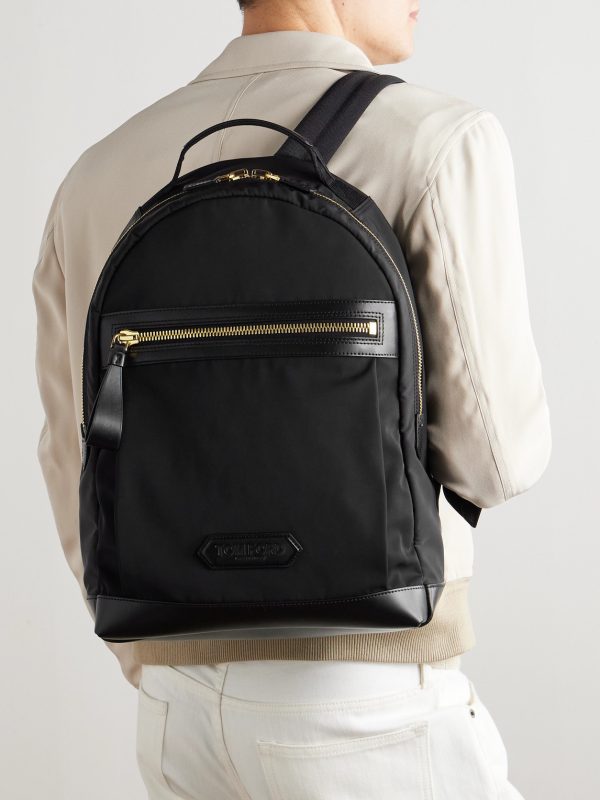 Leather-Trimmed Shell Backpack - OU
