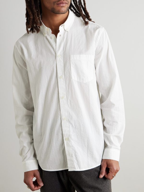 Anniversary Button-Down Collar Embroidered Cotton-Gauze Shirt - FR Anniversary Button-Down Collar Embroidered Cotton-Gauze Shirt - FR