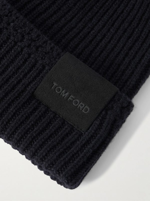 Logo-Appliquéd Ribbed Cashmere Beanie - CU Logo-Appliquéd Ribbed Cashmere Beanie - CU