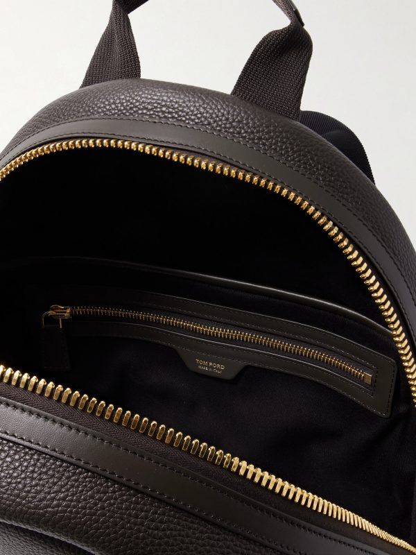 Suede-Trimmed Full-Grain Leather Backpack - E1