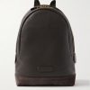Suede-Trimmed Full-Grain Leather Backpack