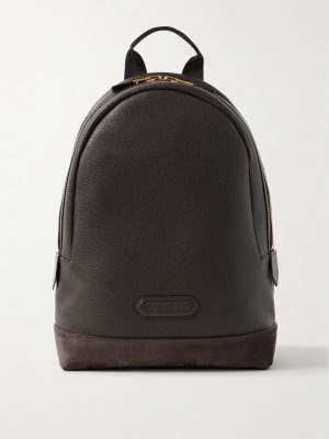 Suede-Trimmed Full-Grain Leather Backpack Suede-Trimmed Full-Grain Leather Backpack