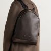 Suede-Trimmed Full-Grain Leather Backpack - OU