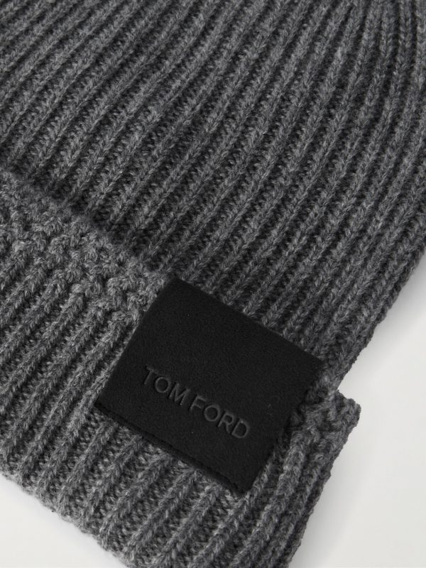 Logo-Appliquéd Ribbed Cashmere Beanie - CU Logo-Appliquéd Ribbed Cashmere Beanie - CU