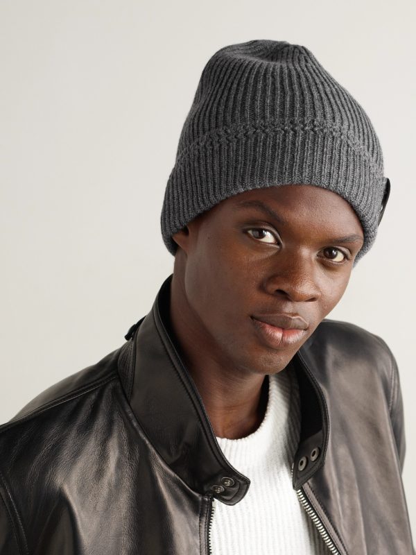 Logo-Appliquéd Ribbed Cashmere Beanie - OU Logo-Appliquéd Ribbed Cashmere Beanie - OU