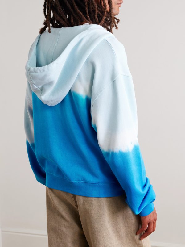 Daily Embroidered Tie-Dyed Cotton-Blend Jersey Zip-Up Hoodie - BK Daily Embroidered Tie-Dyed Cotton-Blend Jersey Zip-Up Hoodie - BK