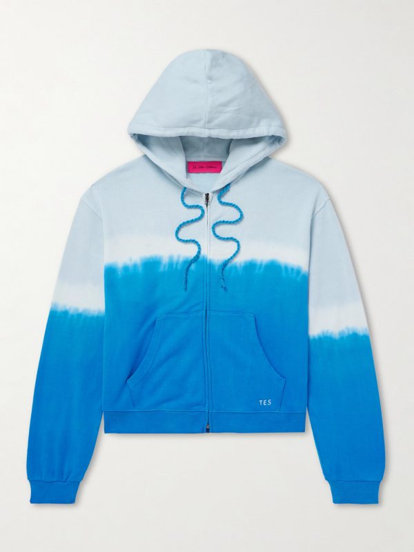 Daily Embroidered Tie-Dyed Cotton-Blend Jersey Zip-Up Hoodie Daily Embroidered Tie-Dyed Cotton-Blend Jersey Zip-Up Hoodie