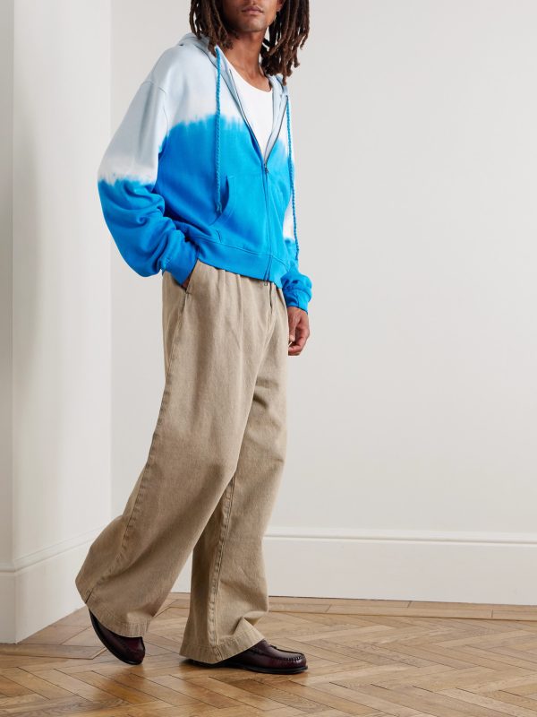 Daily Embroidered Tie-Dyed Cotton-Blend Jersey Zip-Up Hoodie - OU Daily Embroidered Tie-Dyed Cotton-Blend Jersey Zip-Up Hoodie - OU