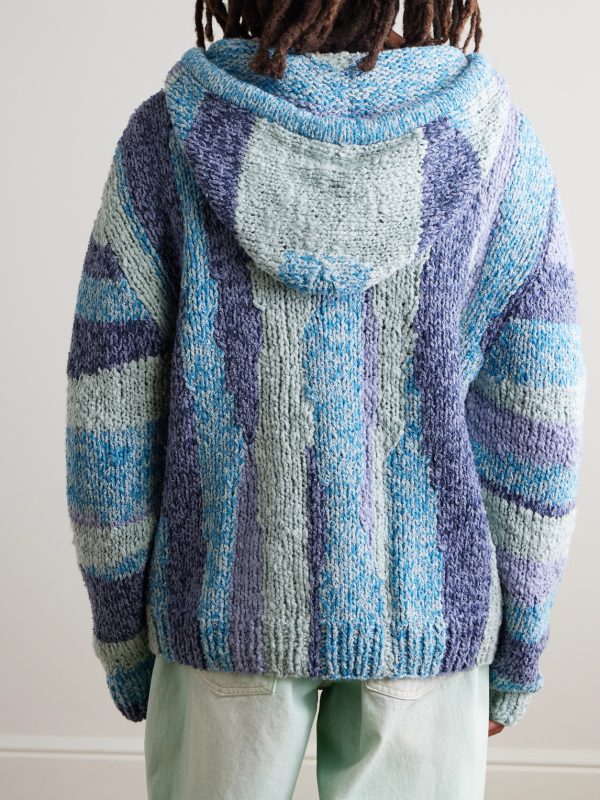 Tasselled Striped Crocheted Organic Cotton Hoodie - BK Tasselled Striped Crocheted Organic Cotton Hoodie - BK