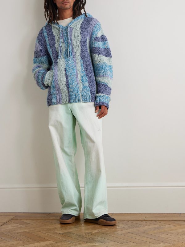 Tasselled Striped Crocheted Organic Cotton Hoodie - OU Tasselled Striped Crocheted Organic Cotton Hoodie - OU