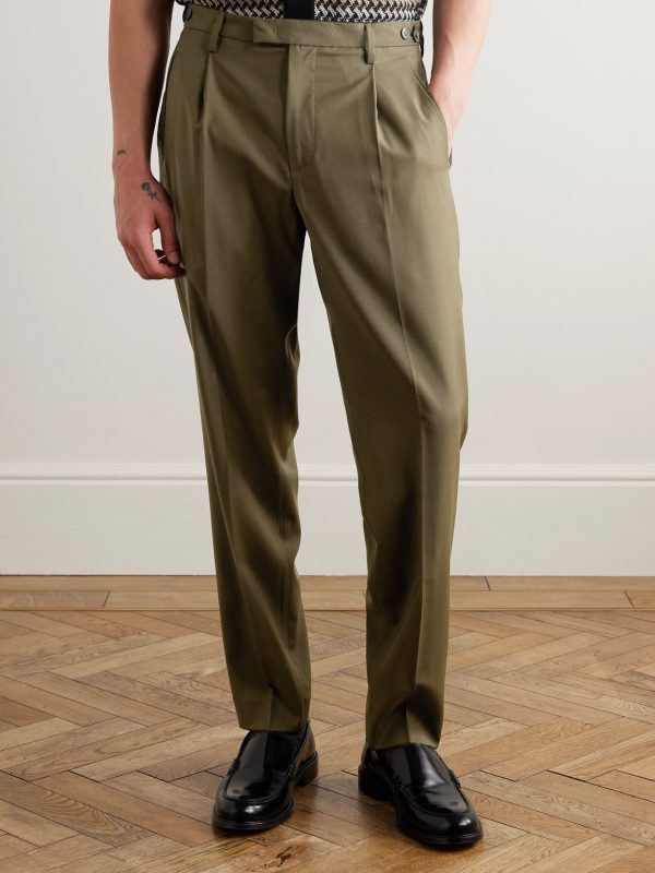 Masco Slim-Fit Straight-Leg Pleated Virgin Wool Trousers - FR Masco Slim-Fit Straight-Leg Pleated Virgin Wool Trousers - FR