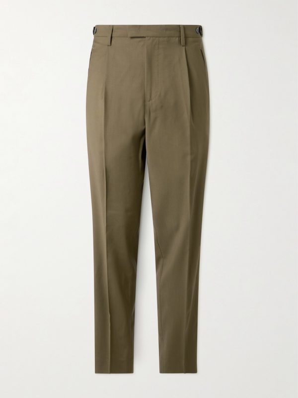 Masco Slim-Fit Straight-Leg Pleated Virgin Wool Trousers Masco Slim-Fit Straight-Leg Pleated Virgin Wool Trousers