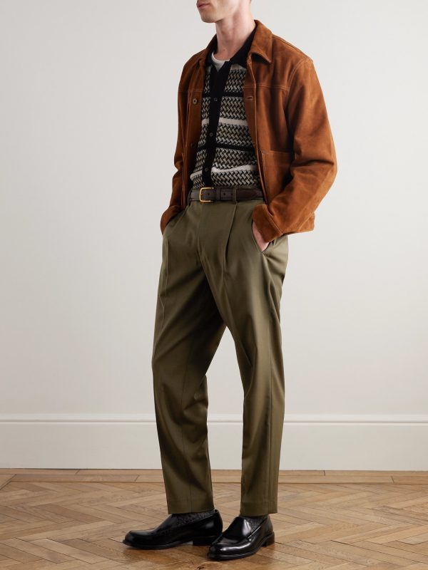 Masco Slim-Fit Straight-Leg Pleated Virgin Wool Trousers - OU Masco Slim-Fit Straight-Leg Pleated Virgin Wool Trousers - OU
