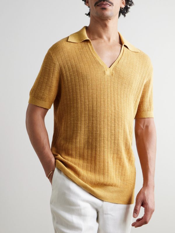 Joaquim Ribbed Cotton-Blend Polo Shirt - FR Joaquim Ribbed Cotton-Blend Polo Shirt - FR
