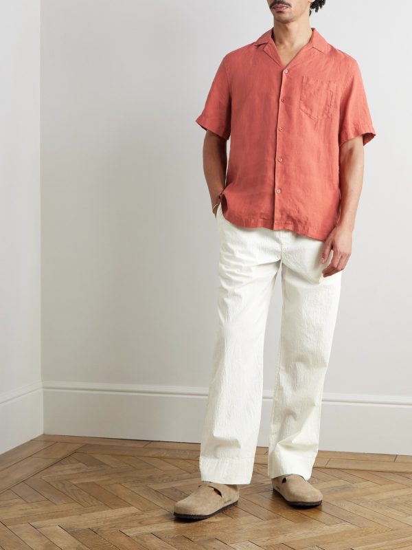 Angelo Camp-Collar Linen Shirt - OU