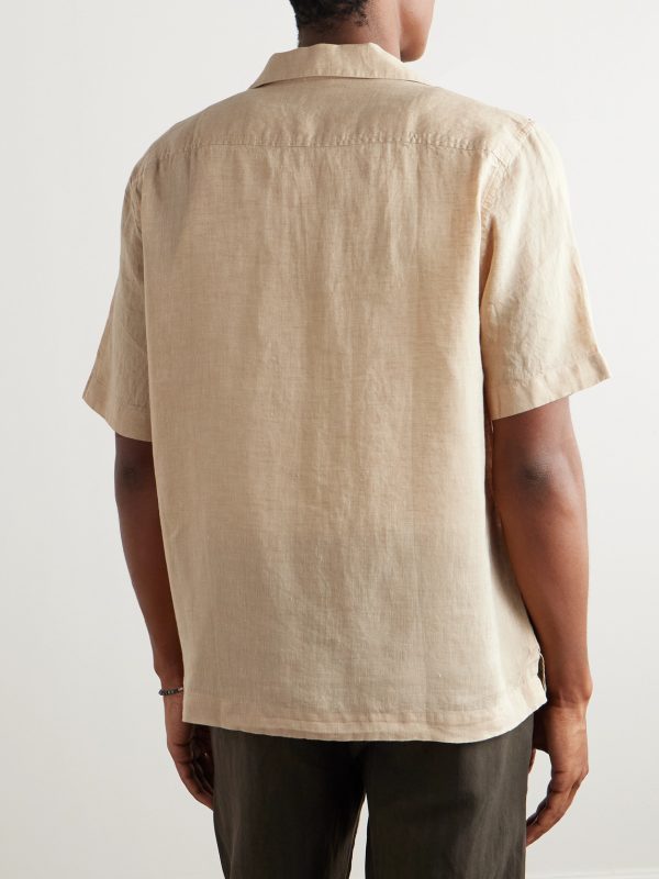 Angelo Camp-Collar Linen Shirt - BK Angelo Camp-Collar Linen Shirt - BK