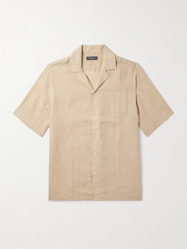 Angelo Camp-Collar Linen Shirt Angelo Camp-Collar Linen Shirt