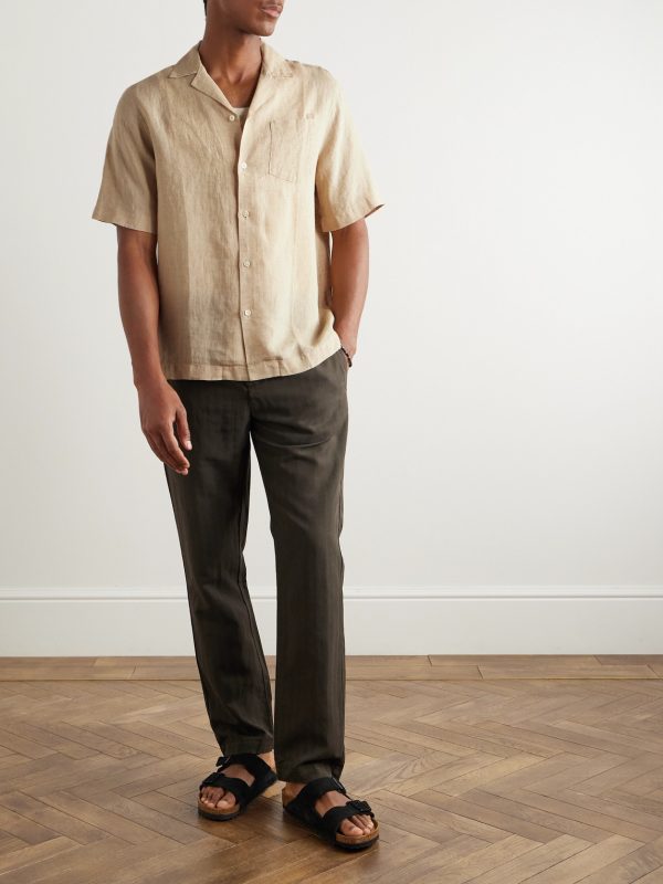 Angelo Camp-Collar Linen Shirt - OU Angelo Camp-Collar Linen Shirt - OU