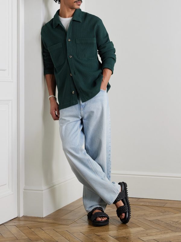 Preto Waffle-Knit Cotton Overshirt - OU Preto Waffle-Knit Cotton Overshirt - OU