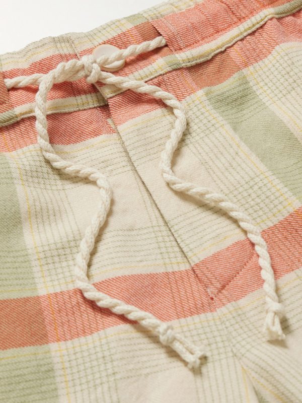 Straight-Leg Checked Cashmere and Wool-Blend Drawstring Shorts - CU