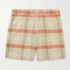 Straight-Leg Checked Cashmere and Wool-Blend Drawstring Shorts