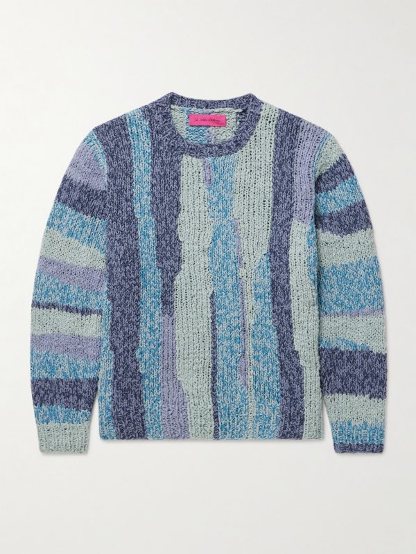 Striped Crocheted Organic Cotton Sweater Striped Crocheted Organic Cotton Sweater