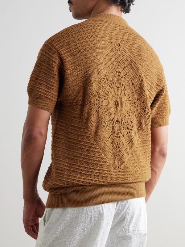 César Ribbed Crocheted Cotton Shirt - BK César Ribbed Crocheted Cotton Shirt - BK