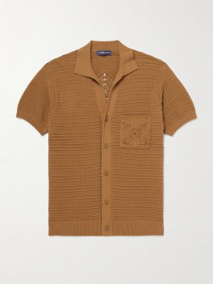 César Ribbed Crocheted Cotton Shirt