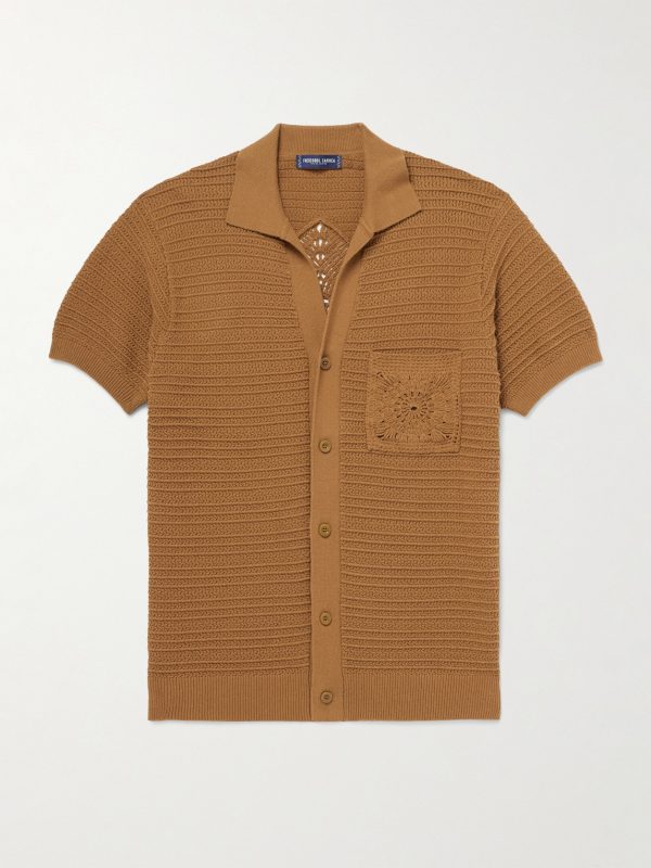 César Ribbed Crocheted Cotton Shirt César Ribbed Crocheted Cotton Shirt