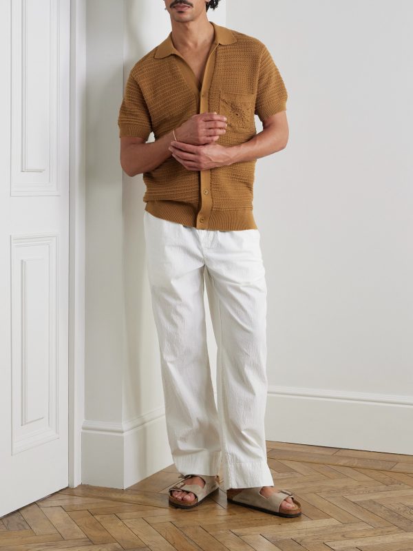César Ribbed Crocheted Cotton Shirt - OU César Ribbed Crocheted Cotton Shirt - OU